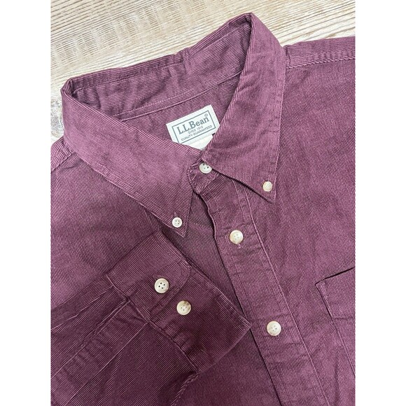 LL Bean Corduroy Shirt Men’s L Traditional Fit Long Sleeve Buttton Down Maroon - Picture 1 of 8